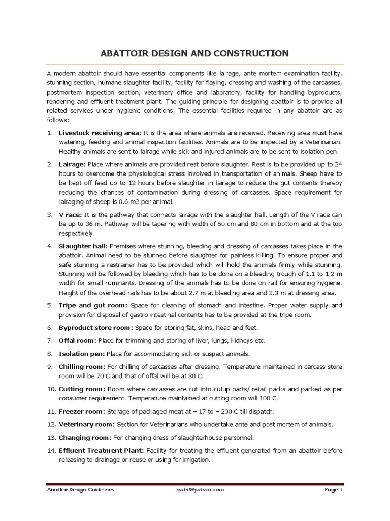 Abattoir Design and Construction Slaughterhouse Animal Slaughter