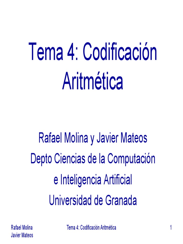 Introducción a la Codificación Aritmética | PDF | Codificación de ...