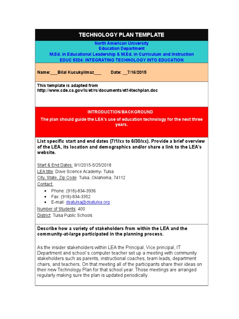 Educ 5324 Technology Plan Educational Technology Teachers