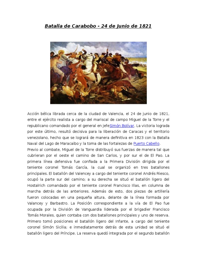 La Decisiva Batalla de Carabobo | PDF | Guerra de la era industrial ...