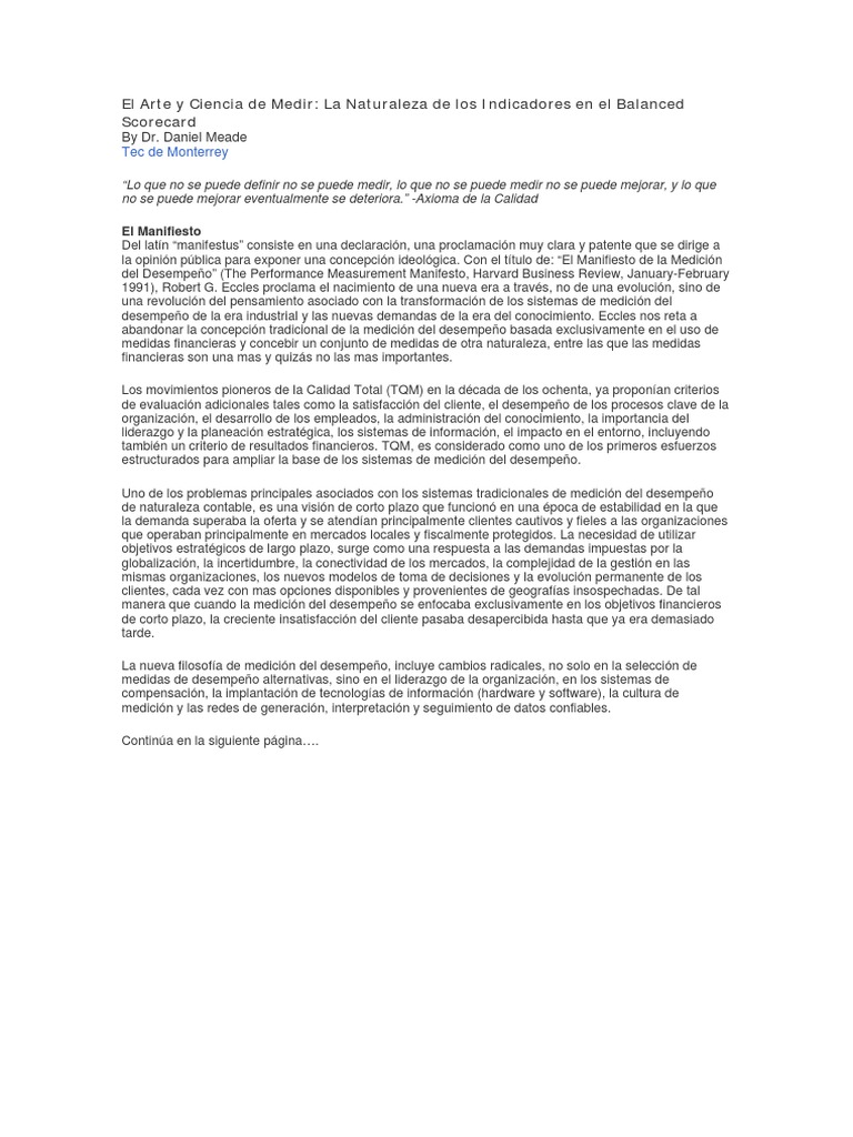 El Arte y La Ciencia de Medir | PDF | Toma de decisiones | Planificación