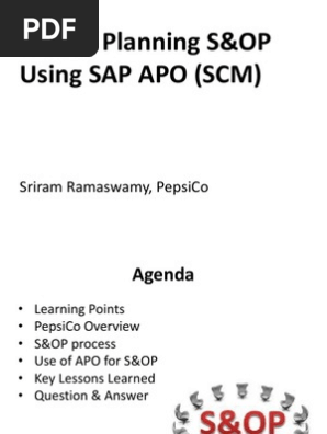 Dp S Op Using Sap Apo At Pepsico Pdf Supply Chain Supply Chain Management