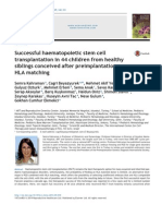 Successful Haematopoietic Stem Celltransplantation in 44 Children From Healthysiblings Conceived After preimplantationHLA Matching