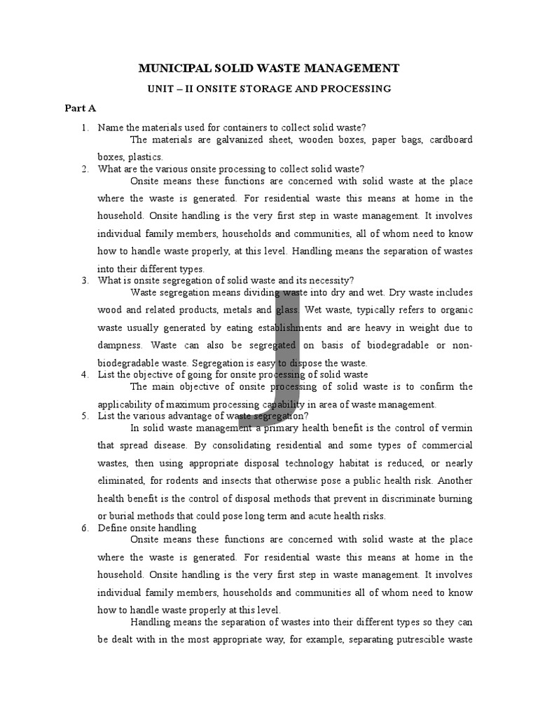 Onsite Waste Management Techniques | PDF | Municipal Solid Waste ...