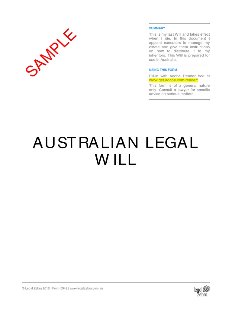 Australian Last Will And Testament Free Template - Printable Templates