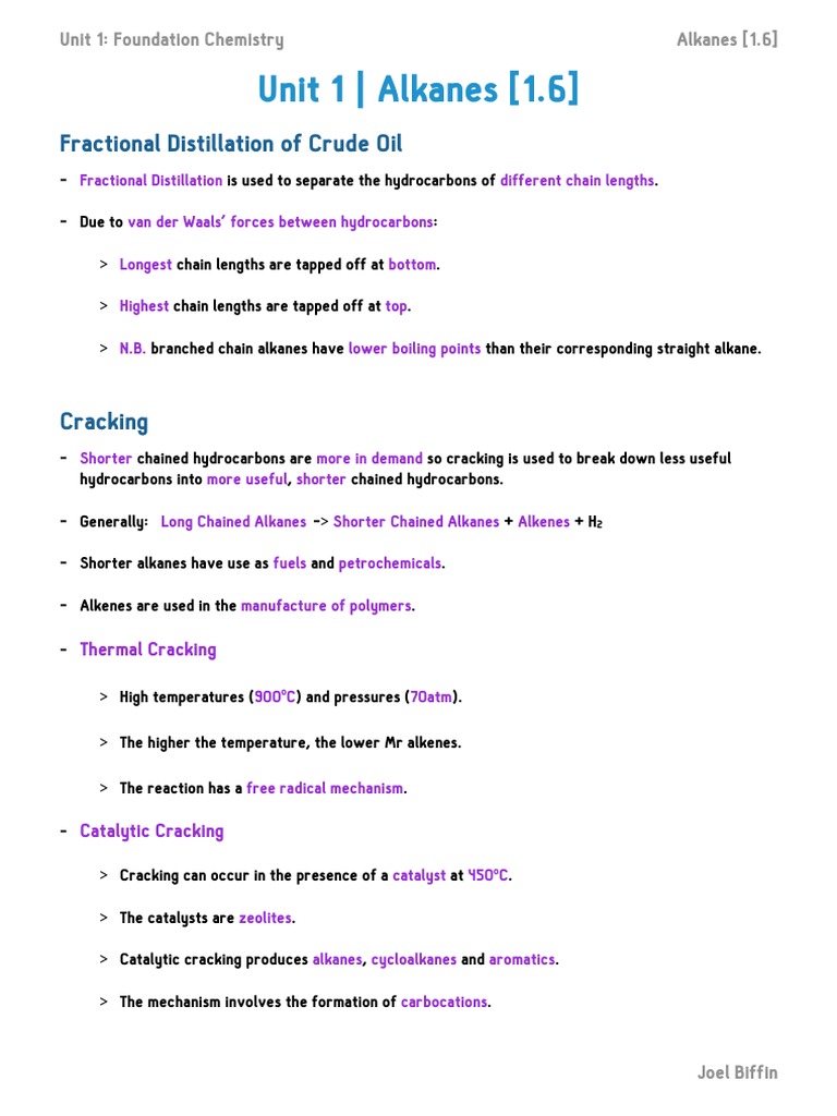 Chemistry Basics: Alkanes & Processes | PDF | Cracking (Chemistry) | Alkane