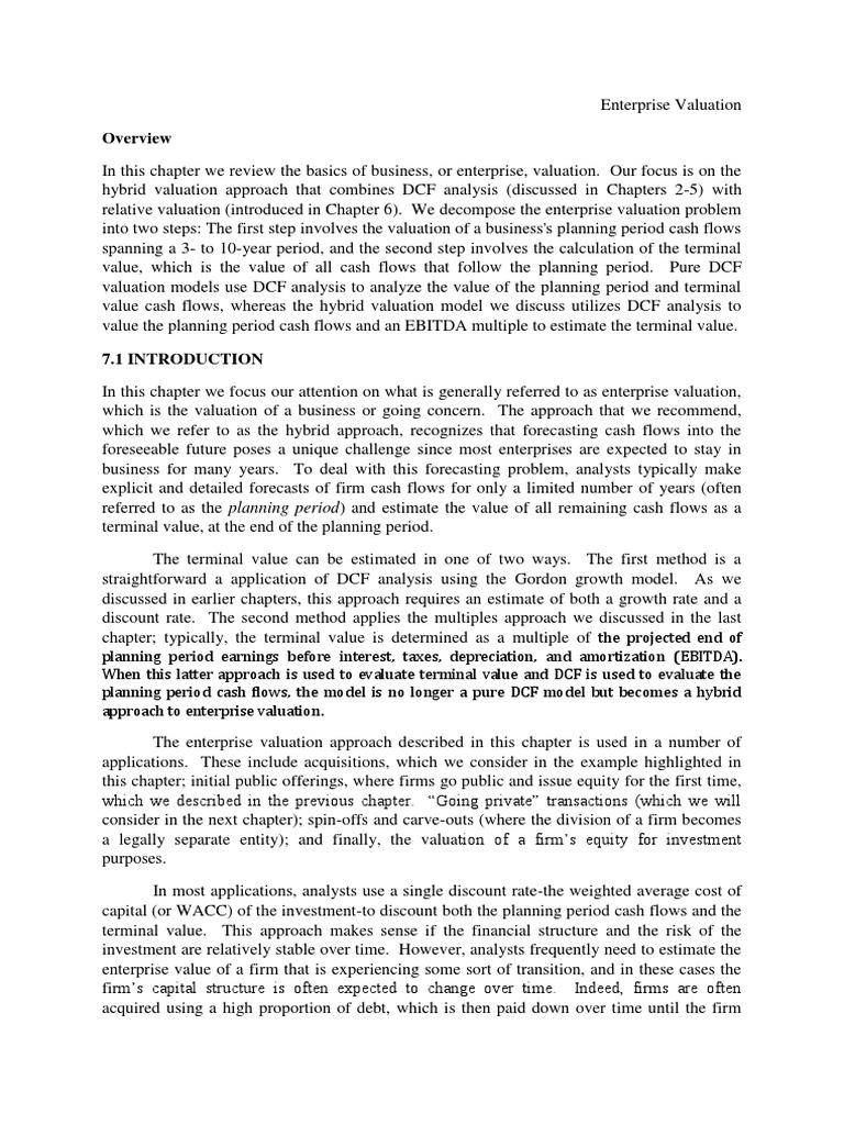 Enterprise Value financial calculation chart