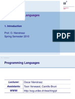 Programming Languages: Prof. O. Nierstrasz Spring Semester 2010