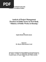 Analysis of Project Management Practices in Public Sector in West Bank Ministry of Public Works Housing