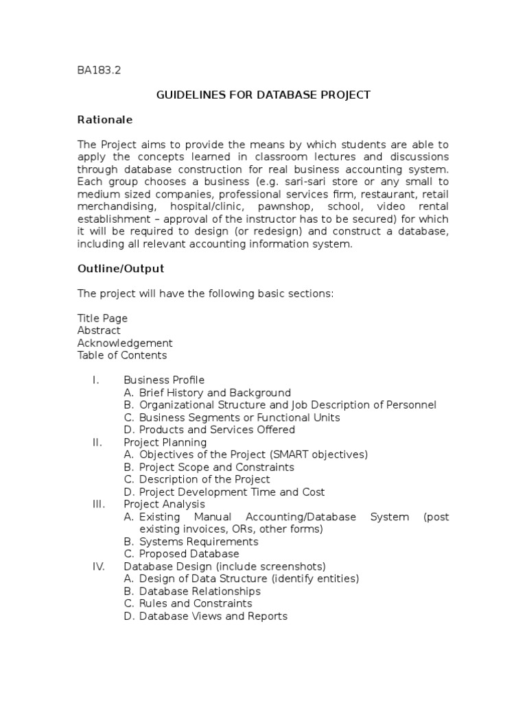 Database Project Guidelines for Students | PDF