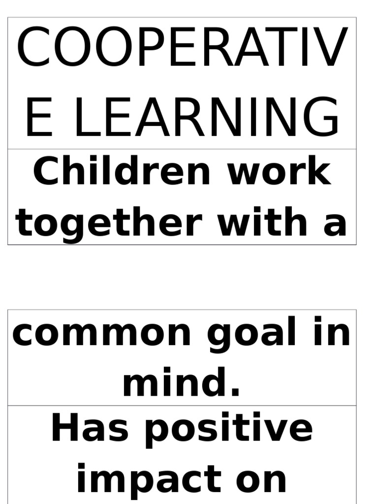 Cooperativ E Learning: Children Work Together With A | PDF | Career ...