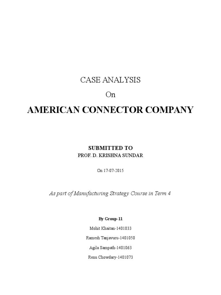 American Connector Company Case Analysis On PDF Inventory
