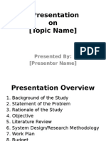 A Presentation On (Topic Name) : Presented By: (Presenter Name)