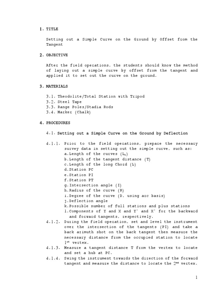 Setting Out Simple Curves by Offset | PDF | Tangent | Angle