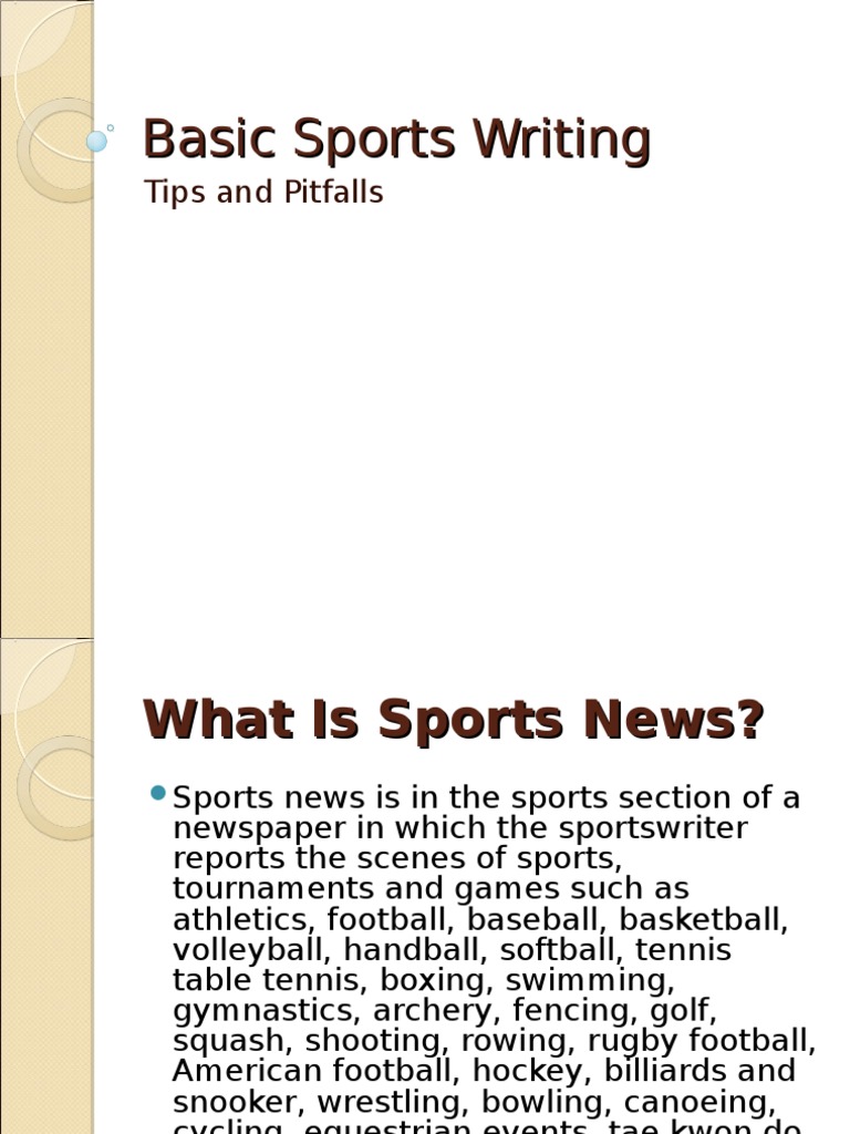 Basic Sports Writing Athletic Sports Sports