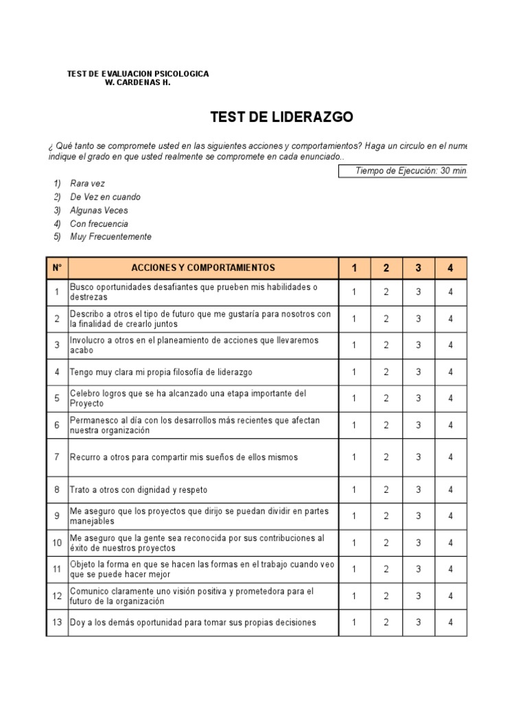 Test de Evaluación de Liderazgo | PDF | Sicología | Science
