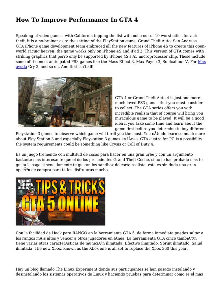 How To Improve Performance in GTA 4 | PDF | Play Station 3 | Electronic ...