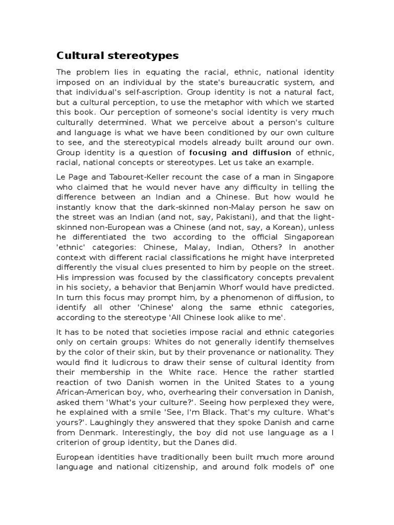 Cultural Stereotypes | PDF | Stereotypes | Denmark