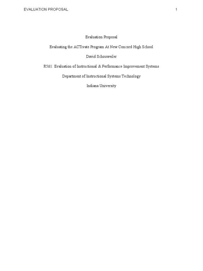 Evaluationproposal | PDF | Survey Methodology | Evaluation