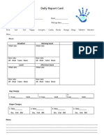 Daycare Daily Report Card Sheet