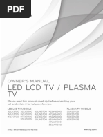 Led LCD TV Plasma TV: Owner'S Manual