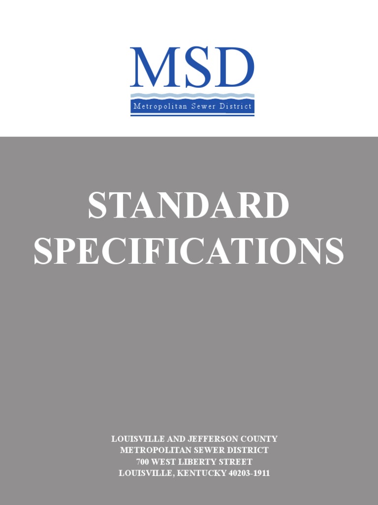 MSD Standard Specifications 090109 | PDF | Road Surface | Concrete