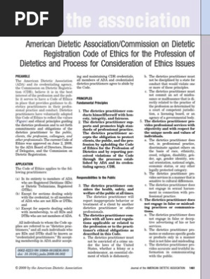 Dietetics Code Of Ethics Pdf Dietitian Social Institutions