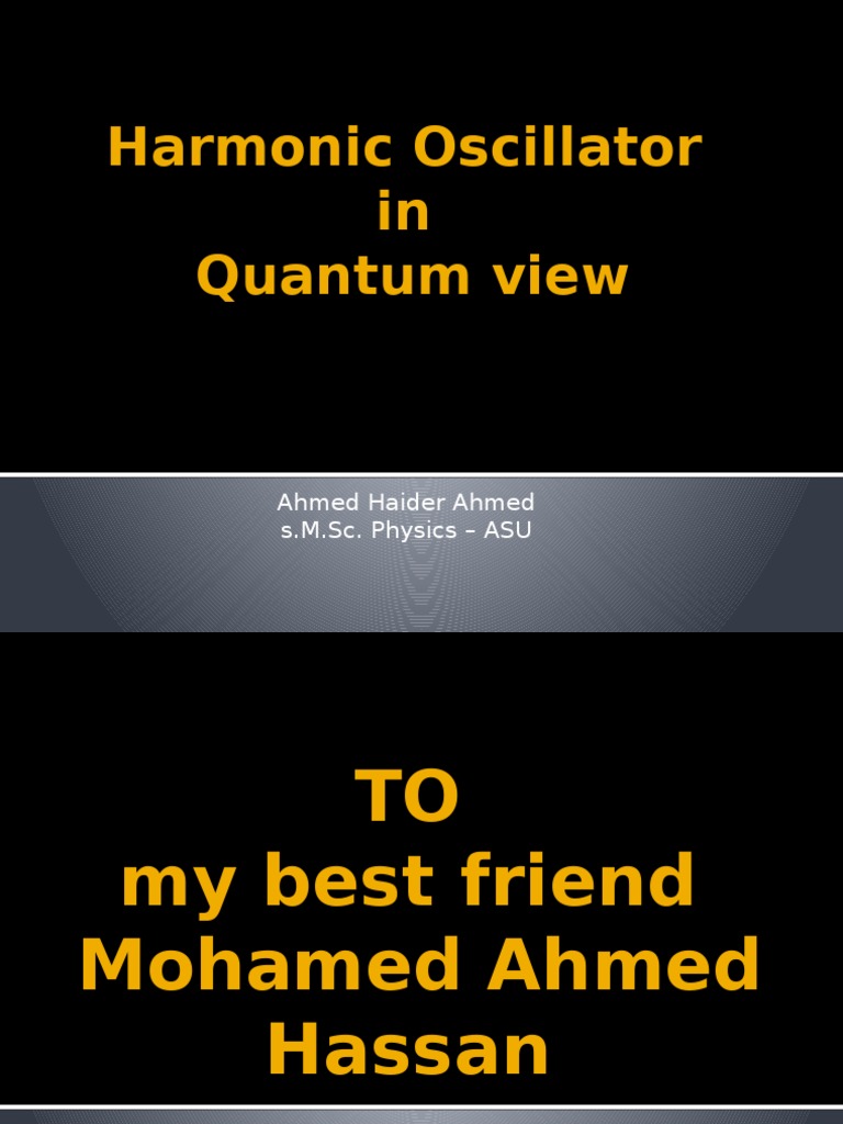 Quantum View of Harmonic Oscillator PDF Schrödinger Equation Radiation