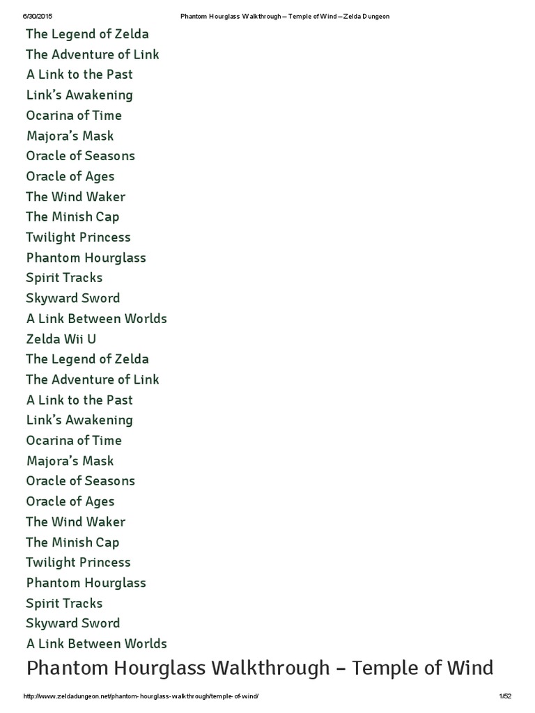 02 Phantom Hourglass Walkthrough - Temple of Wind - Zelda Dungeon | PDF ...