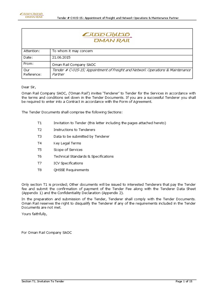 Oman Rail OM Partner Tender | Download Free PDF | Rail Transport ...