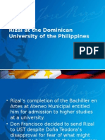 Rizal at The Dominican University of The Philippines