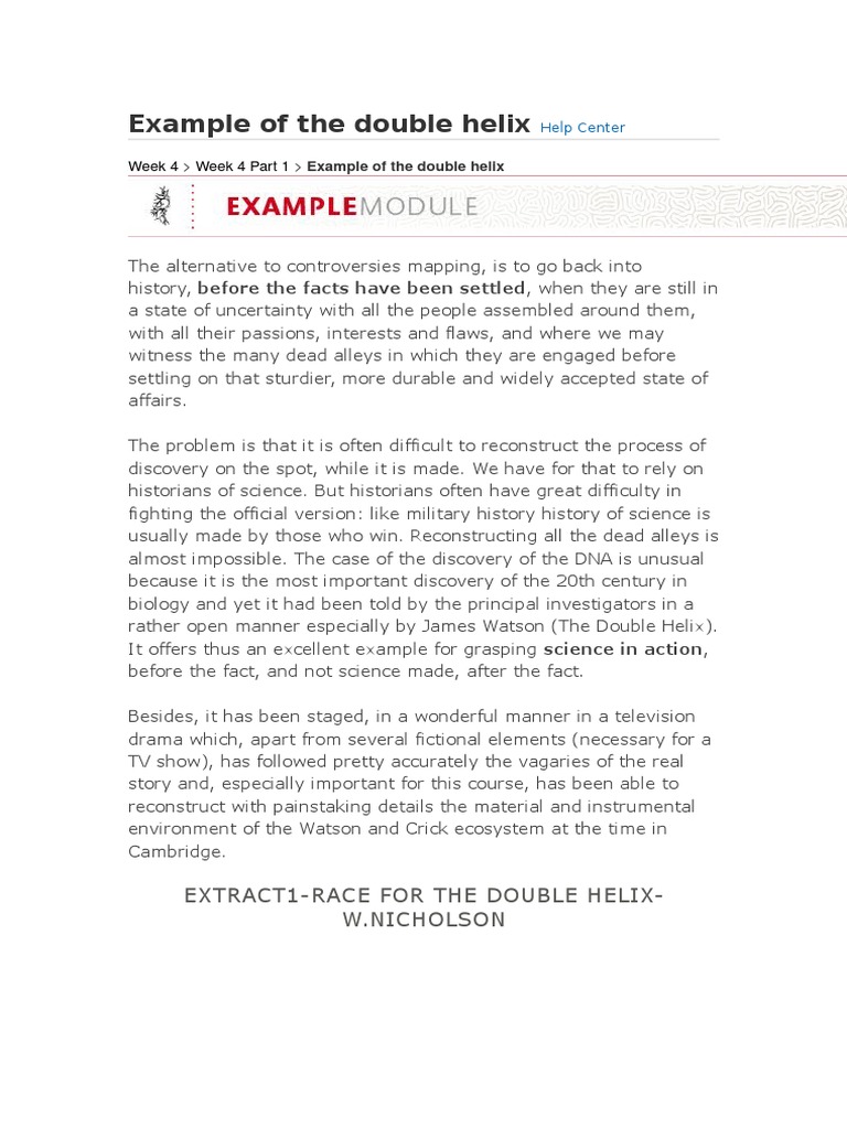 Example of The Double Helix: Week 4 Week 4 Part 1 | PDF | Social Science