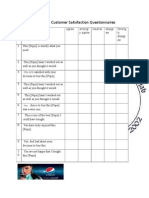 Customer Satisfaction Questionnaires: Agree Strongl y Agree Neutral Disagr Ee Strong Ly Disagr Ee 1