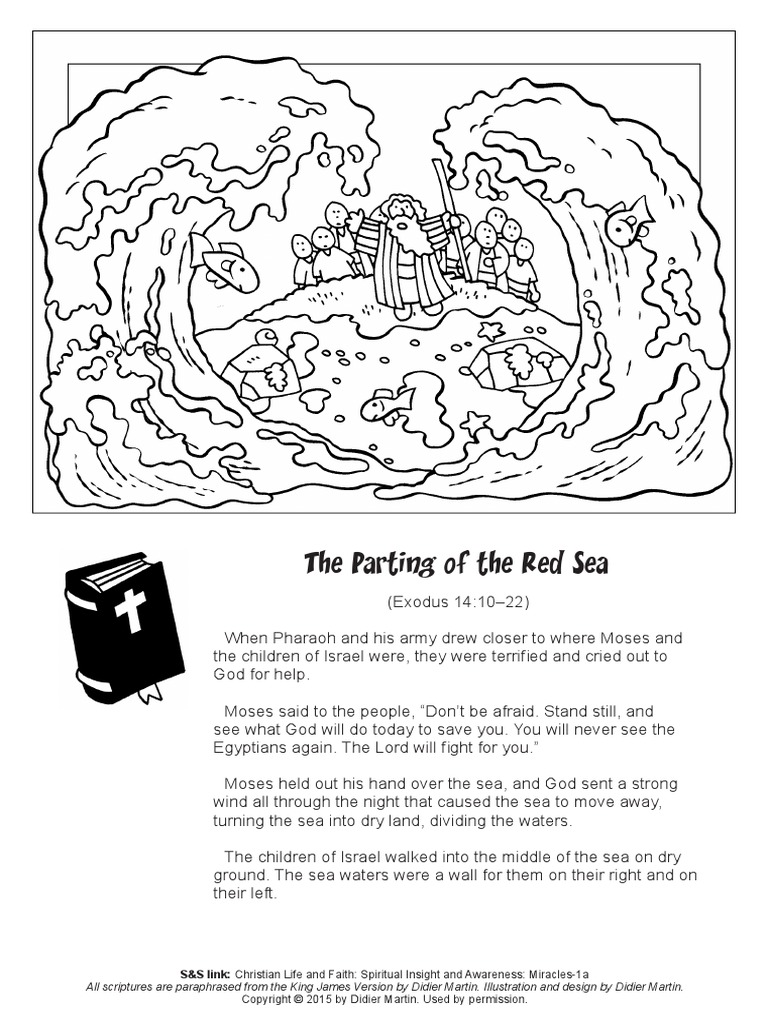 Coloring Page: Miracles in The Bible - The Parting of The Red Sea | PDF
