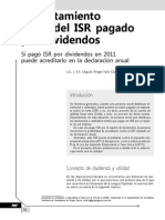 Acreditamiento Anual Del ISR Pagado Por Dividendos. Si Pagã ISR Por Dividendos en 2011 Puede Acreditarlo en La Declaraciã N Anual