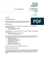 NHS England Letter 1 - CCG Plan 2015-16 Dated 17th April 2015