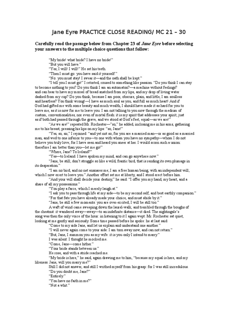 An Analysis of Jane Eyre's Emotions and Rhetoric in Response to Mr