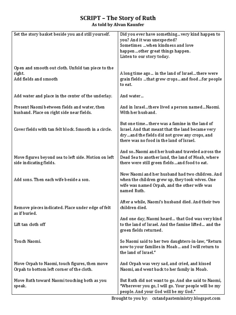 SCRIPT – The Story of Ruth | Ruth (Biblical Figure) | Naomi (Biblical ...