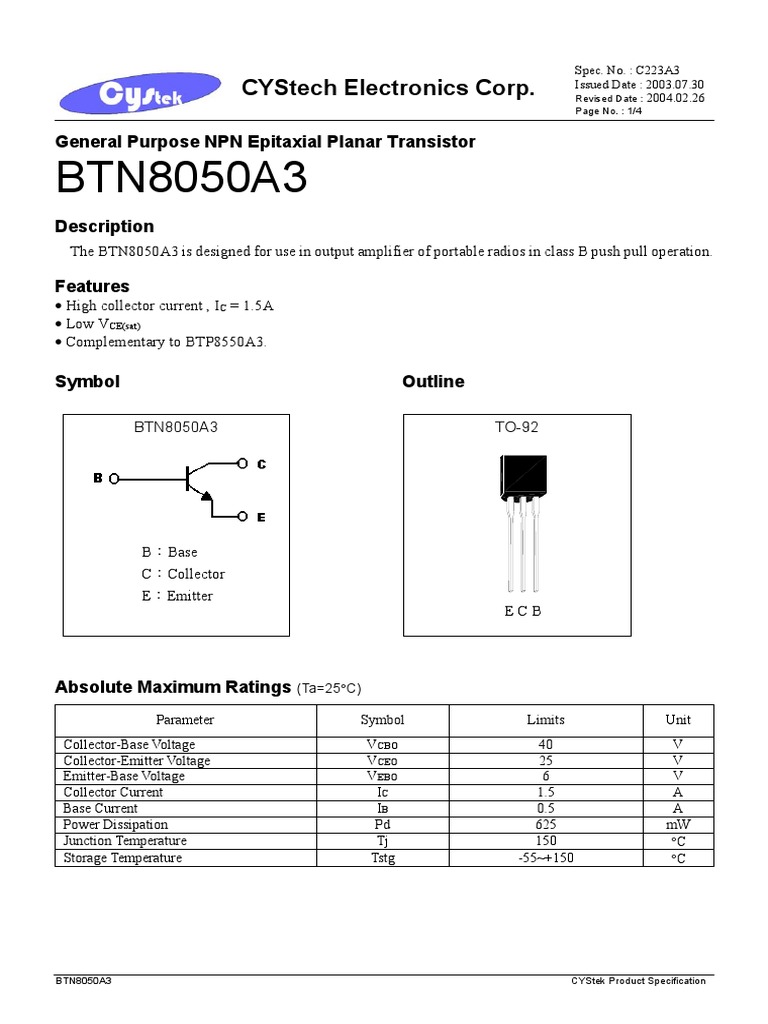 npn 8050 ecb Bipolar Junction Transistor Amplifier