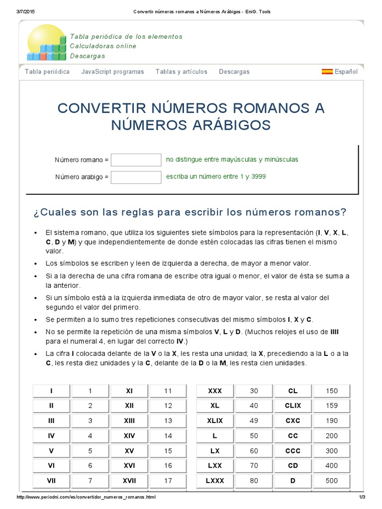 Convertir Numeros Arabigos A Numeros Romanos