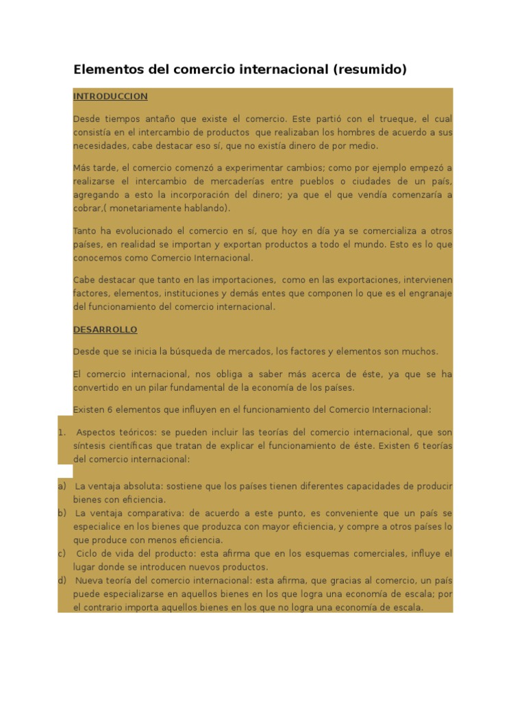 Elementos del Comercio Internacional | PDF | aduana | El comercio ...