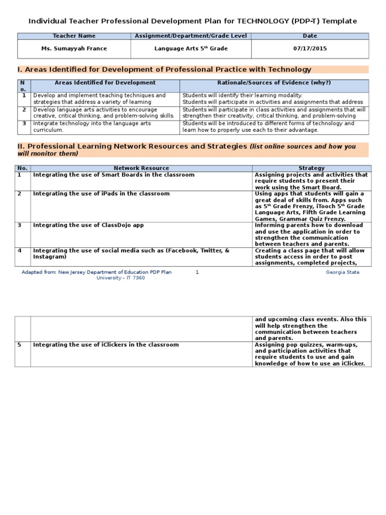 Teacher PDP PDF Classroom Teachers