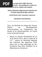 Session Ministre Declaration Les Approches HIMO Dans Les Infrastructures 1