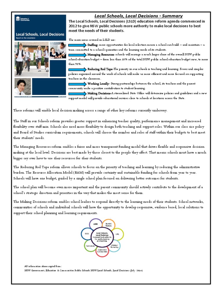 Local Schools, Local Decisions Overview | PDF | Education Reform ...