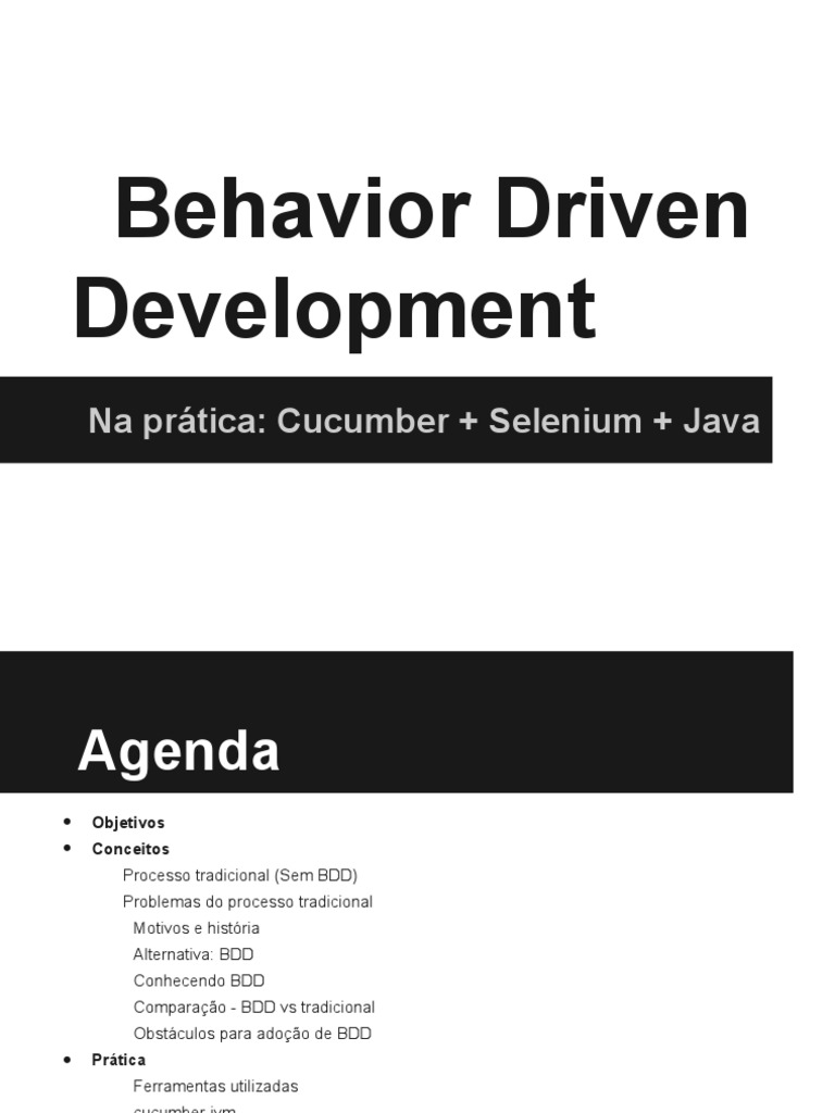 BDD com Cucumber e Selenium em Java | PDF | Programas | Engenharia de ...