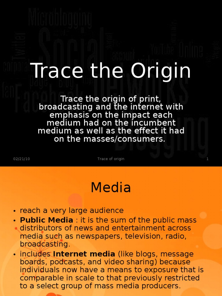 Trace The Origin of Media PDF Mass Media Broadcasting