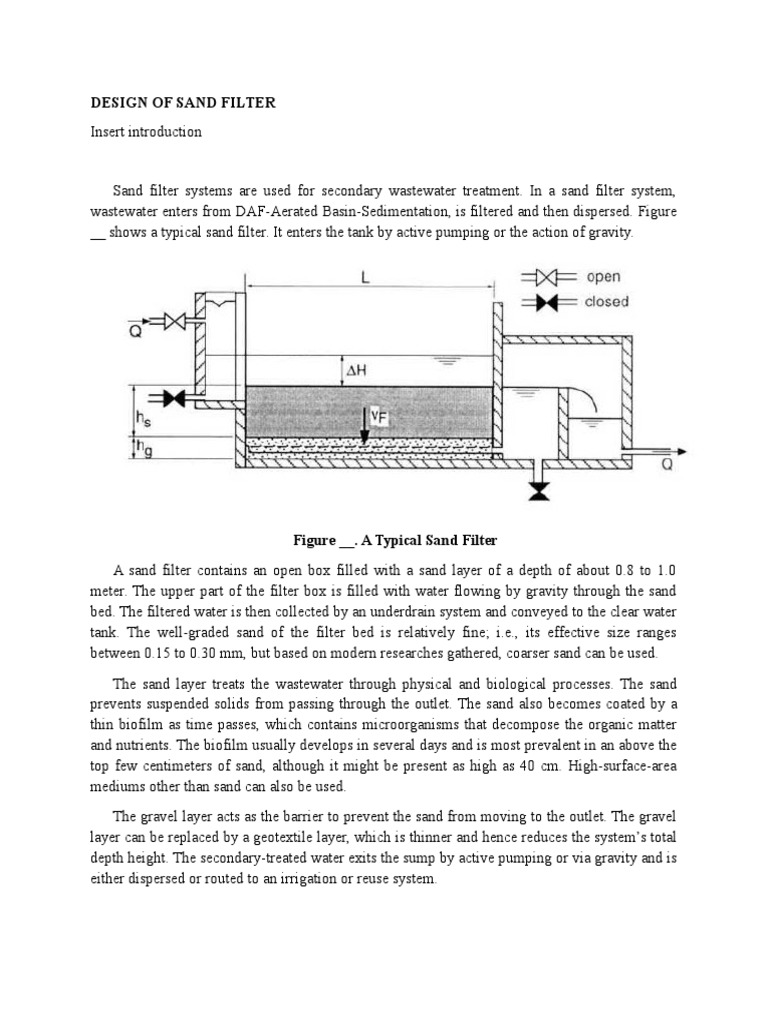 Design of Sand Filter | PDF | Filtration | Sand