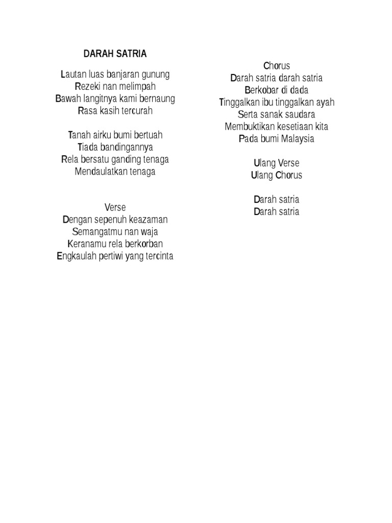 Lirik Kesatria Darah Satria