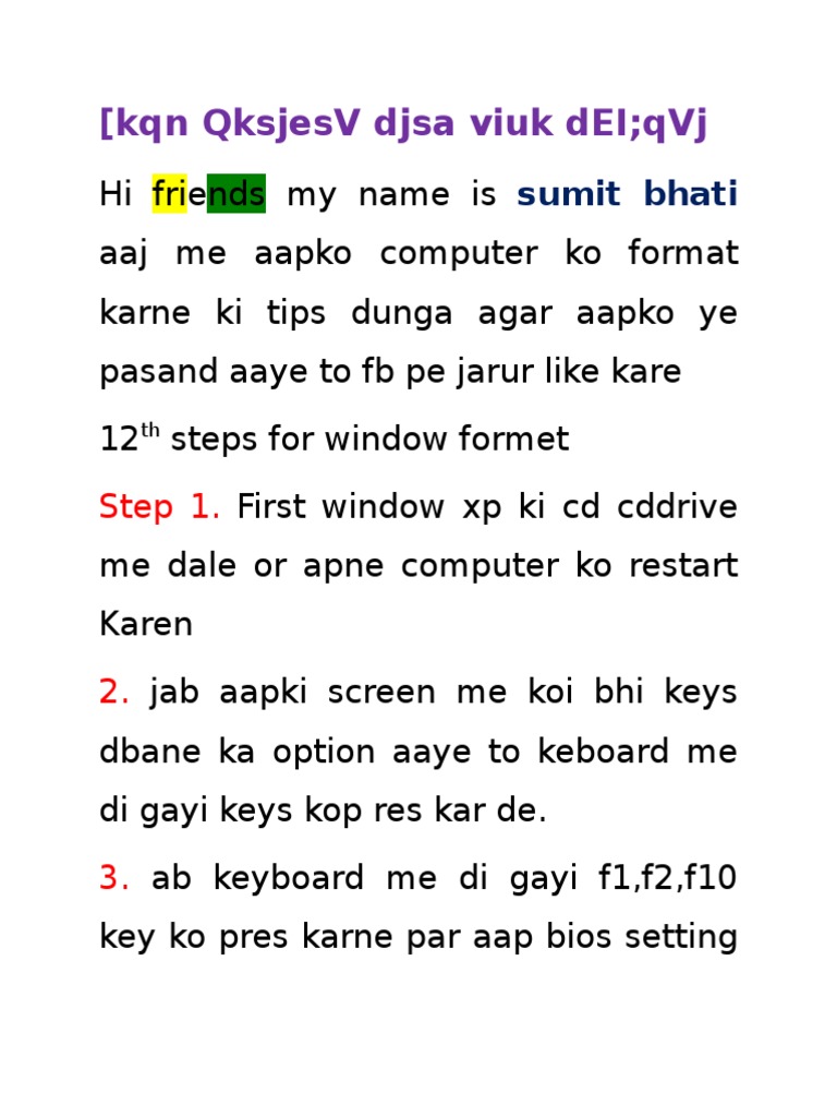 Windows XP Formatting Guide | PDF