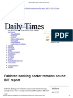 Pakistan Banking Sector Remains Sound - IMF Report